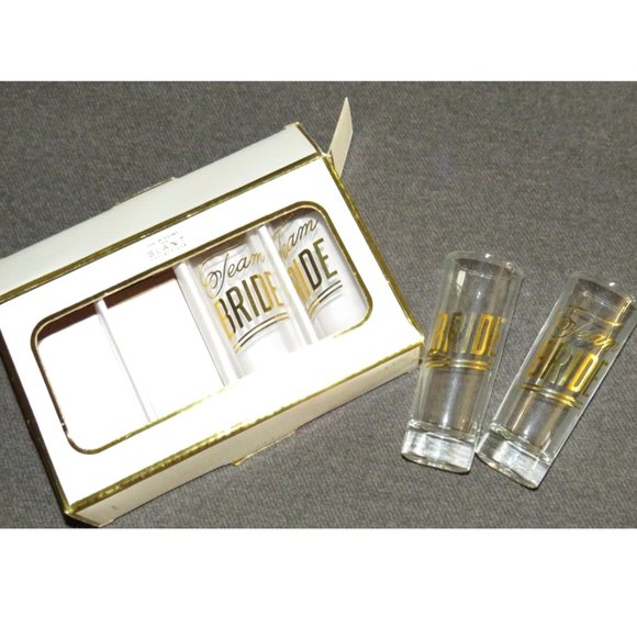 Team Bride Set of 4 Shot Glasses 2-Ounce Slant Collections New In Box - Picture 1 of 7